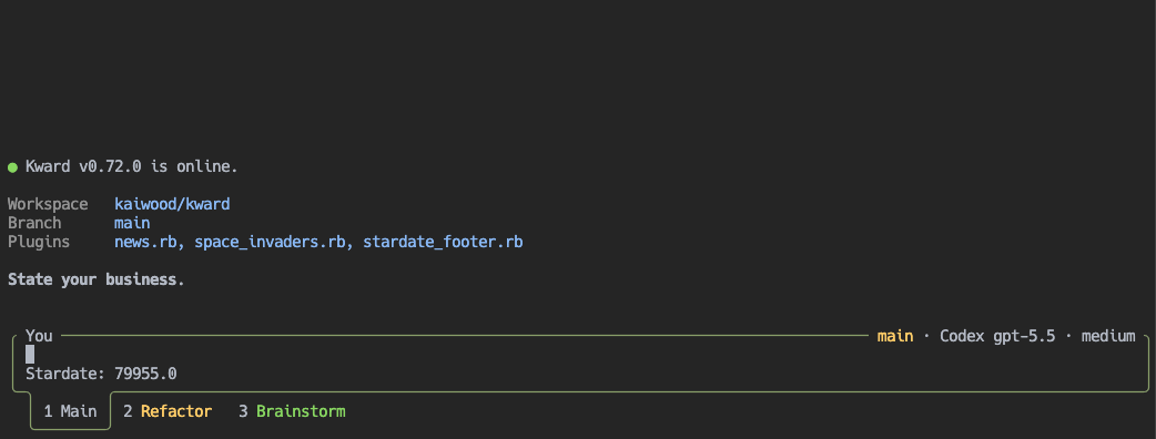 Kward terminal interface screenshot